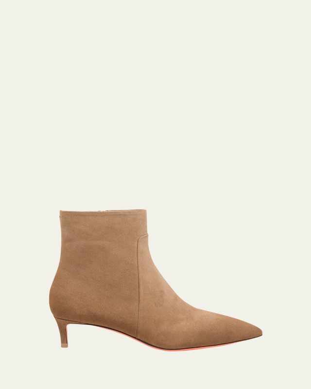 Suede Kitten Heel Ankle Booties